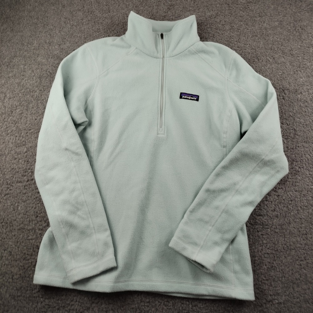 Patagonia Micro D Pullover Sz Medium 1/4 Zip Mint Green Fleece Teal Womens